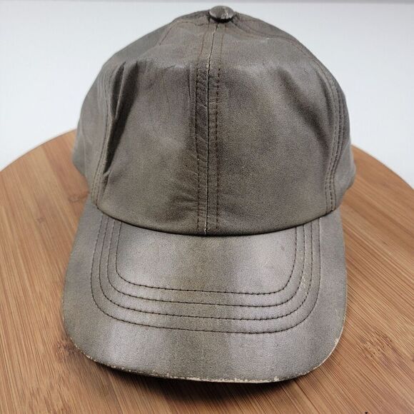 Vtg Cabela's Sidney Genuine Leather USA Strapback Hunting Cap Hat Distressed - Picture 1 of 13